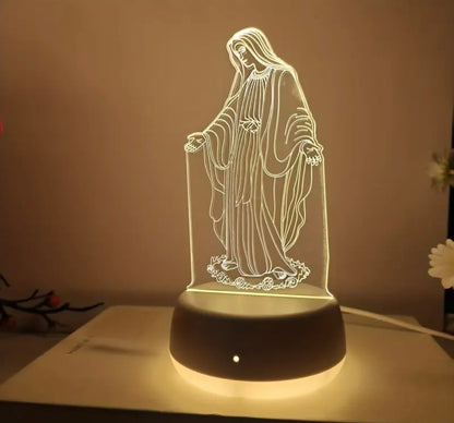 Lumière LED 3D de la Vierge Marie