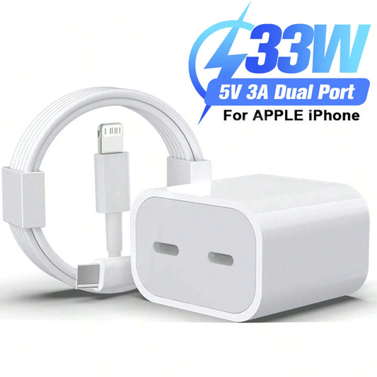 33W Dual Port Fast Charging Kit With USB C Wall Charger 3.3Ft Data Cable For iPhone 14 13 12 11 Pro Max Plus Quick Charger Set