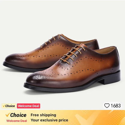 LUXURY BRAND MEN'S LEATHER SHOES LACE UP POINTED DERBY OXFORD PRINT CASUAL MENS DRESS WEDDING PARTY SHOES MEN