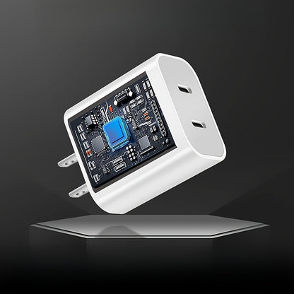 UKETO Dual Port PD Fast Charger, USB Type-C Wall Charging Adapter, US Plug Power Supply for iPhone 14/13/12/11/XS/XR/X, iPad - 20W Travel Power Adapter with 2x 6.6FT USB-C Cables, Fast Charging Kit