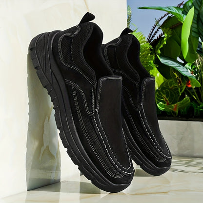 Men's Slip-On Loafers - Comfortable Casual Business Shoes, Yellow & Beige Two-Tone Design, Breathable Mesh Lining, Durable PVC Sole, Round Toe, All-Season Wear for Everyday and Leisure, Chunky Shoes