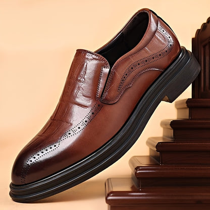 Men's Luxury Formal Shoes - Elegant Square Toe Loafers with Crocodile Texture, Suitable for Weddings, Business Events, And Office Wear for Valentine's Day