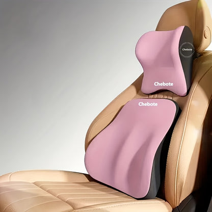 Ergonomic Car Saddle Set - Memory Foam Lumbar Support & Neck Pillow, Fit, Machine Washable, Lumbar Support, Car Use