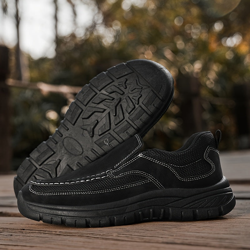 Men's Slip-On Loafers - Comfortable Casual Business Shoes, Yellow & Beige Two-Tone Design, Breathable Mesh Lining, Durable PVC Sole, Round Toe, All-Season Wear for Everyday and Leisure, Chunky Shoes