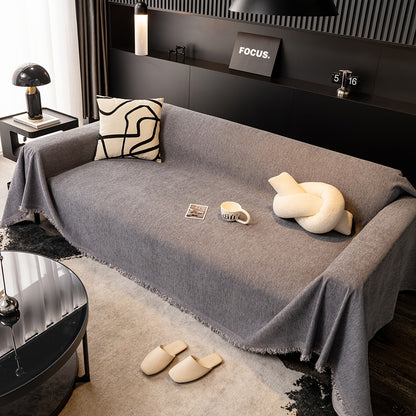 1pc Luxurious Waterproof Sofa Cover with Tassels - Durable, Washable, and Universal Furniture Protector for Living Room Home Decor - Stylish Couch Slipcover and Throw Blanket Alternative