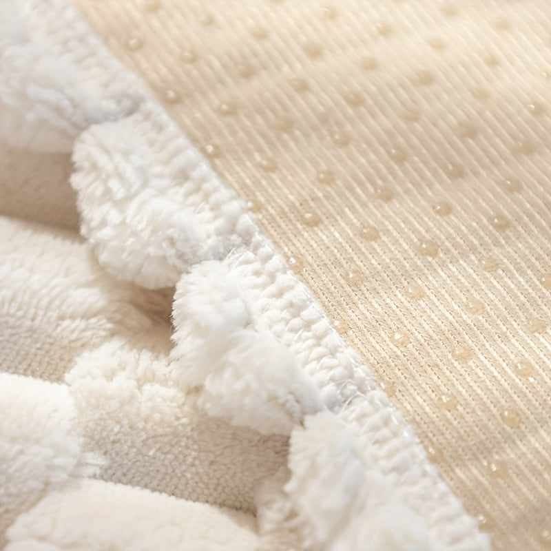 1pc Plush Nordic Sofa Slipcover - Anti-Slip, Fashionable, Simple Modern Design, Four Seasons Universal Fit, Furniture Protector for Bedroom, Office, Living Room Home Decor - Easy to Clean, Stain-Resistant, Soft, Breathable, a