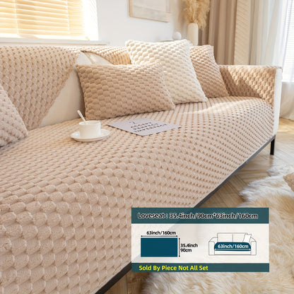 1pc Plush Nordic Sofa Slipcover - Anti-Slip, Fashionable, Simple Modern Design, Four Seasons Universal Fit, Furniture Protector for Bedroom, Office, Living Room Home Decor - Easy to Clean, Stain-Resistant, Soft, Breathable, a