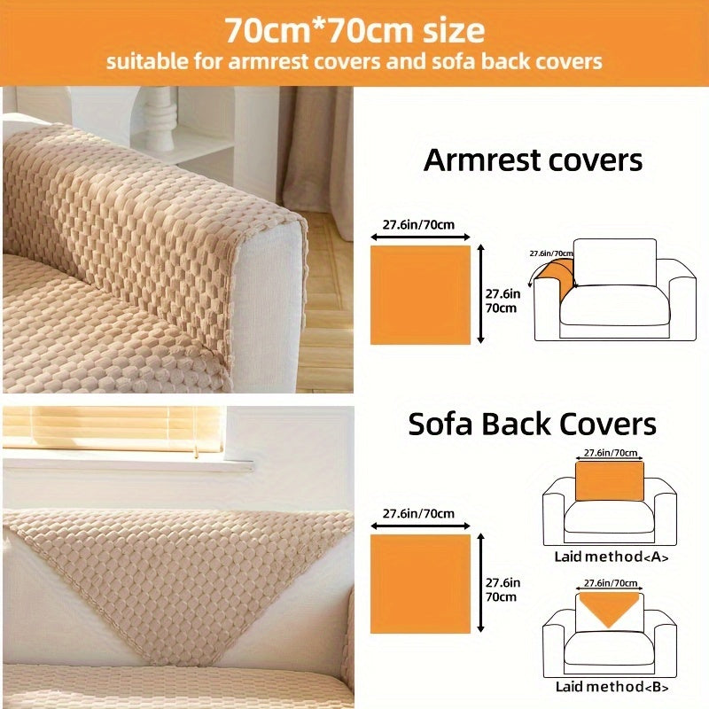 1pc Plush Nordic Sofa Slipcover - Anti-Slip, Fashionable, Simple Modern Design, Four Seasons Universal Fit, Furniture Protector for Bedroom, Office, Living Room Home Decor - Easy to Clean, Stain-Resistant, Soft, Breathable, a