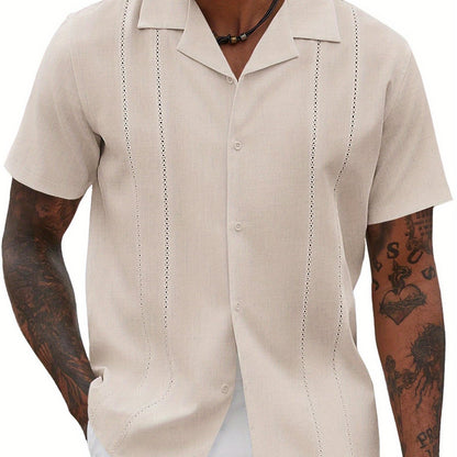 ELESOL Guayabera Shirts for Men Cuban Short Sleeve Button Summer Shirts