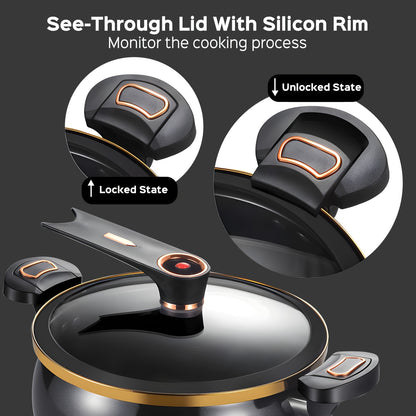 Large-Capacity Soup Pot with a Twist-Lock Handle for Quick Cooking, Non-Stick Pot 8.45QT Multi-Function Cooking Pot, Gas Stove, Open Fire and Induction Cooker, Universal Stew Pot for Homes, Restaurants, Hotels, Fast Food Stor