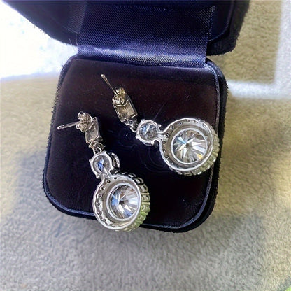 2pcs of S925 Silvery with 5-Carat 5A Zirconia Pendant Earrings, for Engagement, Wedding, Holiday, Birthday, And Anniversary Gifts
