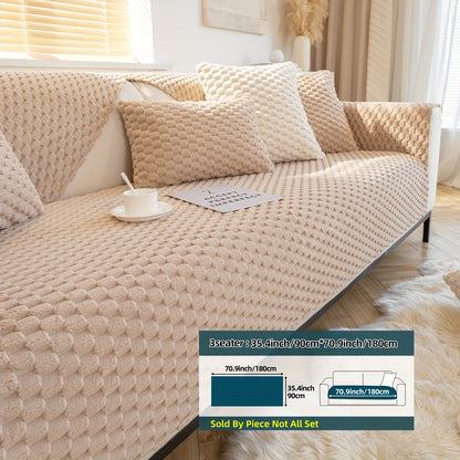 1pc Plush Nordic Sofa Slipcover - Anti-Slip, Fashionable, Simple Modern Design, Four Seasons Universal Fit, Furniture Protector for Bedroom, Office, Living Room Home Decor - Easy to Clean, Stain-Resistant, Soft, Breathable, a
