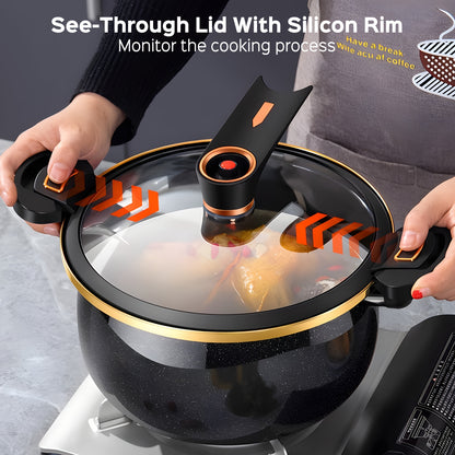 Large-Capacity Soup Pot with a Twist-Lock Handle for Quick Cooking, Non-Stick Pot 8.45QT Multi-Function Cooking Pot, Gas Stove, Open Fire and Induction Cooker, Universal Stew Pot for Homes, Restaurants, Hotels, Fast Food Stor