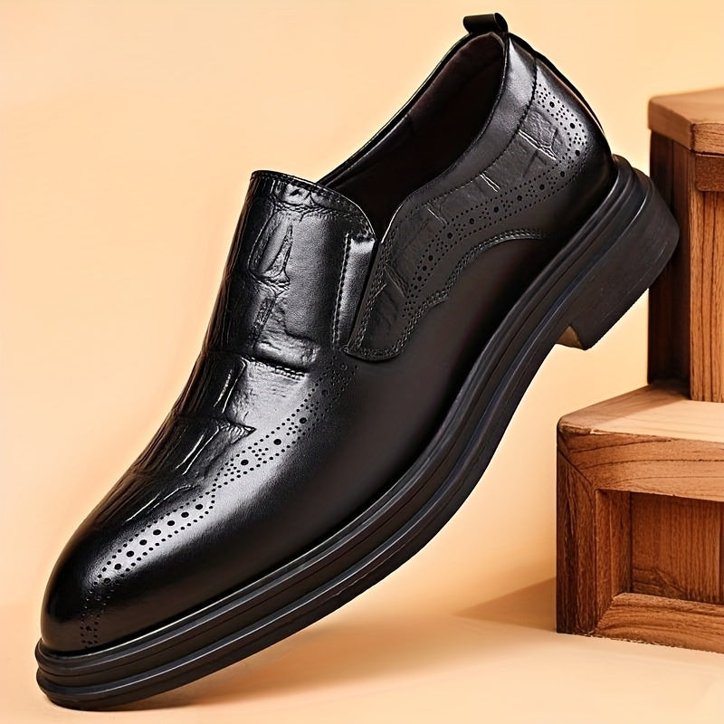 Men's Luxury Formal Shoes - Elegant Square Toe Loafers with Crocodile Texture, Suitable for Weddings, Business Events, And Office Wear for Valentine's Day