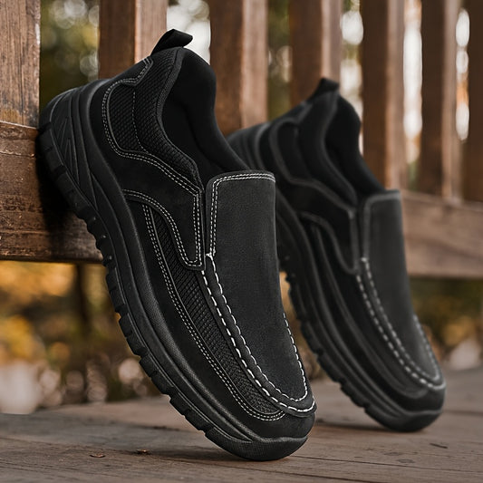 Men's Slip-On Loafers - Comfortable Casual Business Shoes, Yellow & Beige Two-Tone Design, Breathable Mesh Lining, Durable PVC Sole, Round Toe, All-Season Wear for Everyday and Leisure, Chunky Shoes