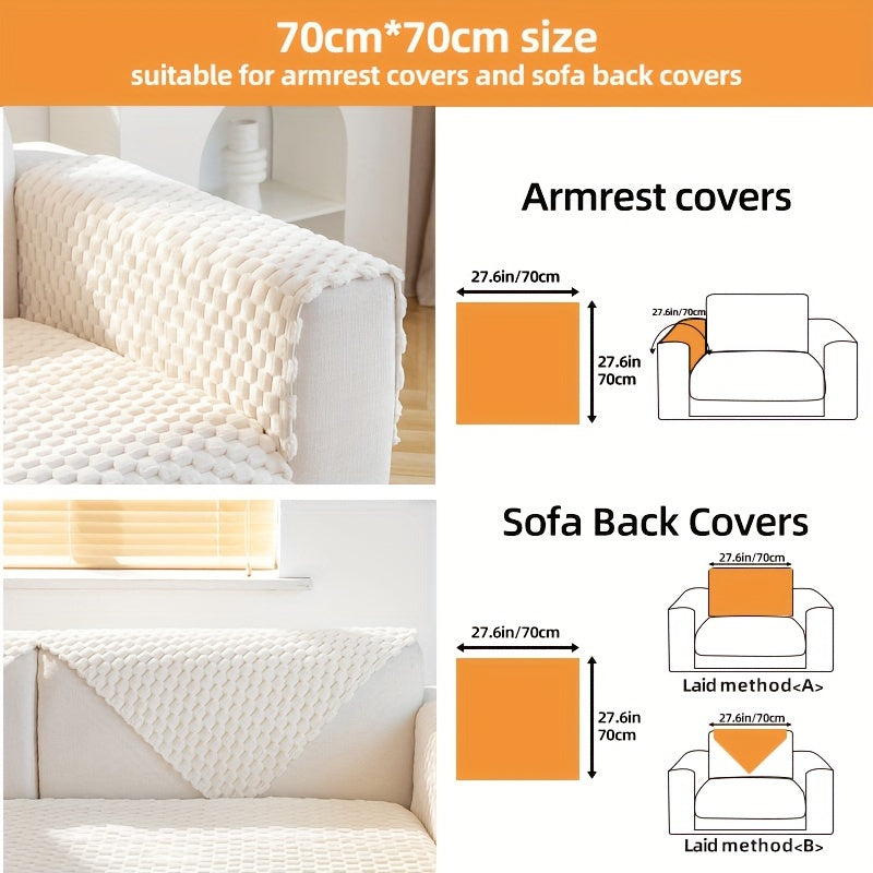 1pc Plush Nordic Sofa Slipcover - Anti-Slip, Fashionable, Simple Modern Design, Four Seasons Universal Fit, Furniture Protector for Bedroom, Office, Living Room Home Decor - Easy to Clean, Stain-Resistant, Soft, Breathable, a