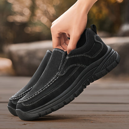 Men's Slip-On Loafers - Comfortable Casual Business Shoes, Yellow & Beige Two-Tone Design, Breathable Mesh Lining, Durable PVC Sole, Round Toe, All-Season Wear for Everyday and Leisure, Chunky Shoes