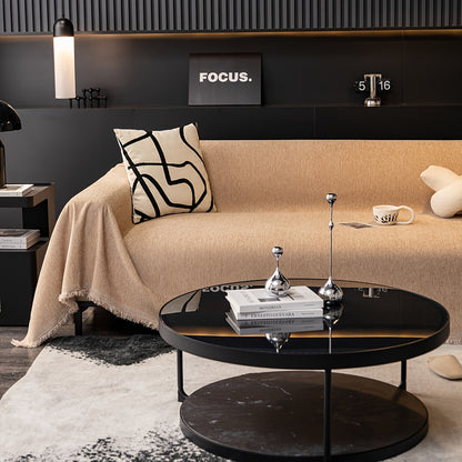 1pc Luxurious Waterproof Sofa Cover with Tassels - Durable, Washable, and Universal Furniture Protector for Living Room Home Decor - Stylish Couch Slipcover and Throw Blanket Alternative