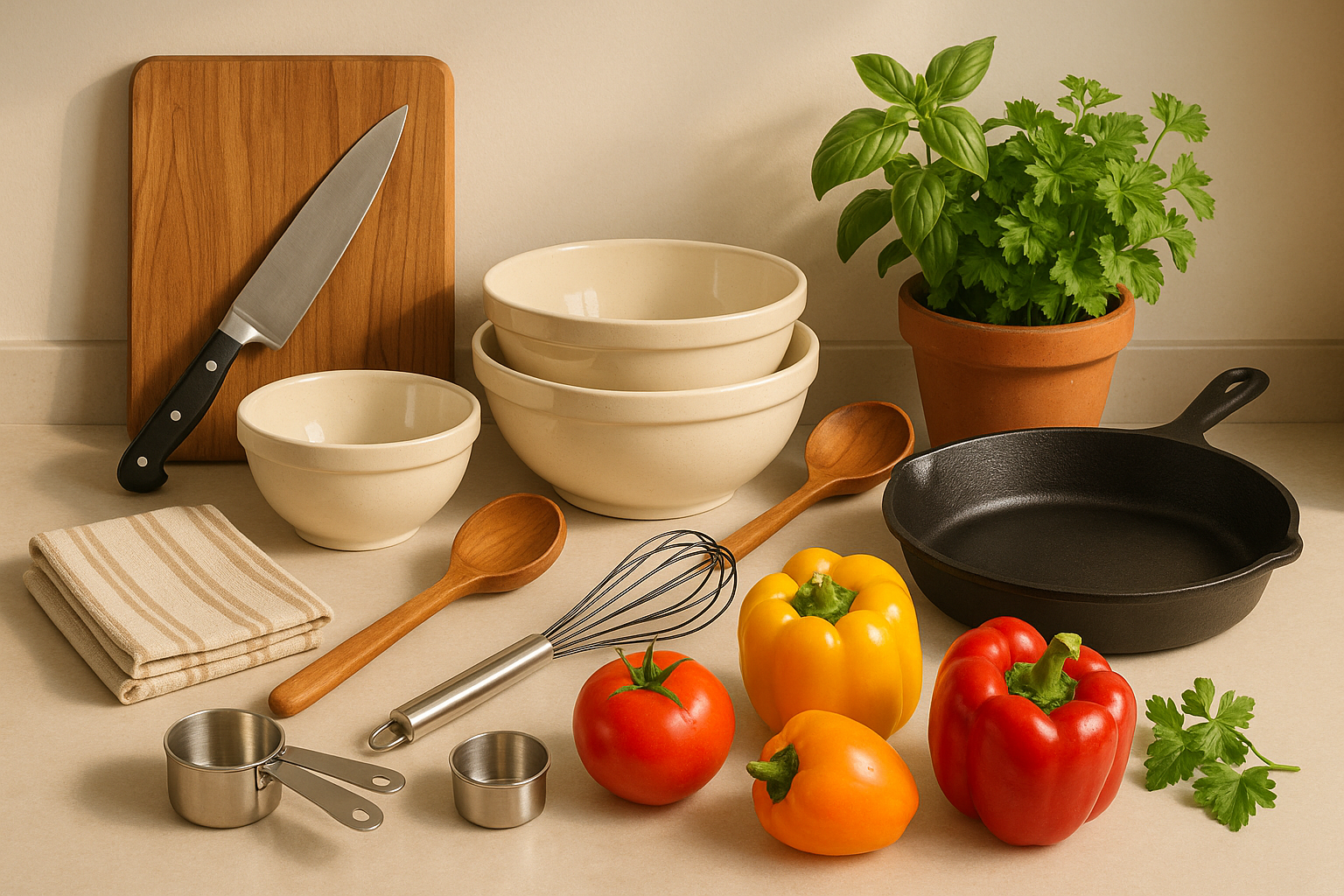 generate an image with with some kitchen items